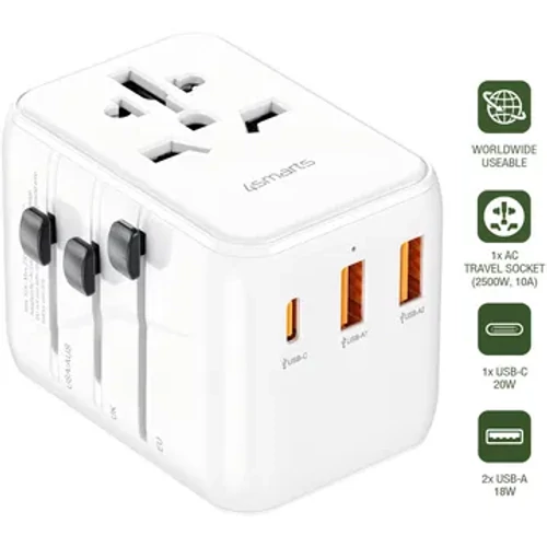 4smarts Nomad utazó Adapter, 20W, fehér (UNIVERZÁLIS)