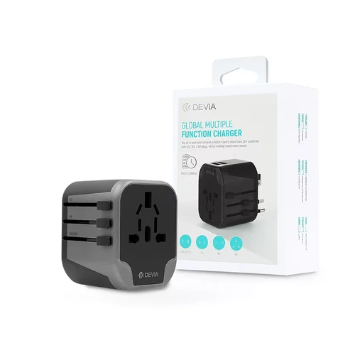 Devia többfunkciós globális hálózati töltő adapter (UK/EU/USA/USA/Japán/AU)