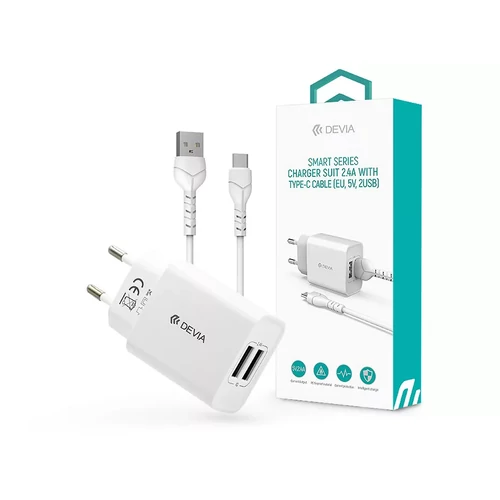 Devia hálózati töltő adapter 2X USB-A + USB-A - C KÁBEL (1 méter) szett