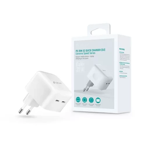 Devia GaN hálózati töltő adapter 2x USB-C  35W