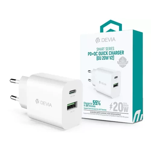 Devia hálózati töltő adapter USB-A +USB-C 20W