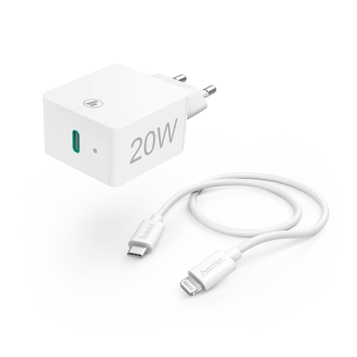 HÁLÓZATI TÖLTŐ, TYPE-C "PD" 20W + LIGHTNING - USB TYPE-C ADATKÁBEL