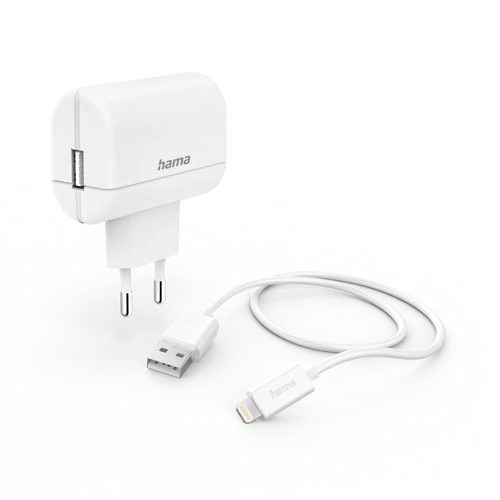 HÁLÓZATI TÖLTŐ, USB,12W, 2.4A + LIGHTNING - USB ADATKÁBEL