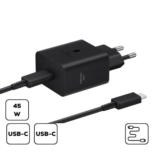 SAMSUNG HÁLÓZATI ADAPTER KÁBELLEL, 45W PD USB-C, FEKETE