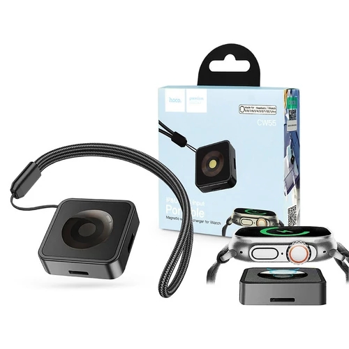 HOCO mágneses vezeték nélküli töltő Apple iWatch órához -HOCO CW55 Magnetic Wireless Charger -fekete