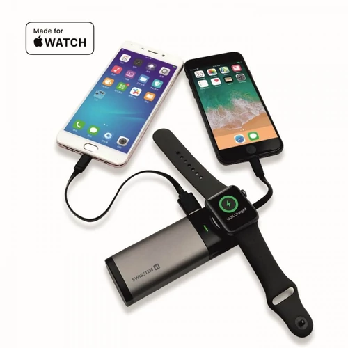 Swissten 2in1 MFI Apple Watch & iPhone 6700 mAh FEKETE Külső akkumulátor / Power bank