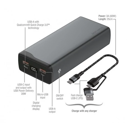 4smarts VOLTHUB PRO 22,5W 26800mAh GUNMETAL Külső akkumulátor / Power bank