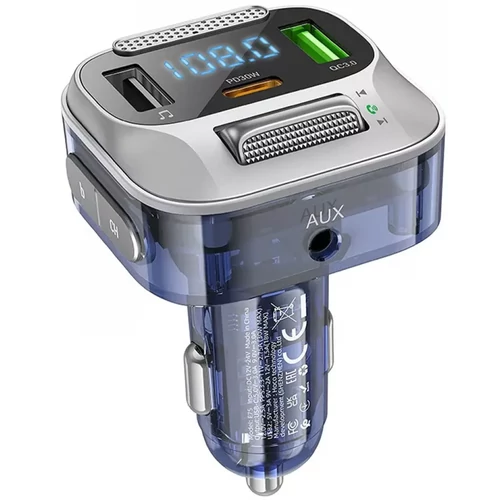 HOCO BLUETOOTH FM-TRANSMITTER/SZIVARGYÚJTÓ TÖLTŐ - 2XUSB + AUX + MP3 + PD30W + QC 3.0 - HOCO E75