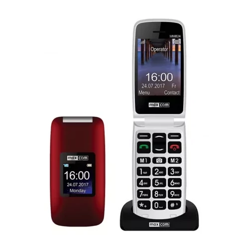 Maxcom MM824 kártyafüggetlen mobiltelefon, extra nagy gombokkal, vészhívóval piros magyar