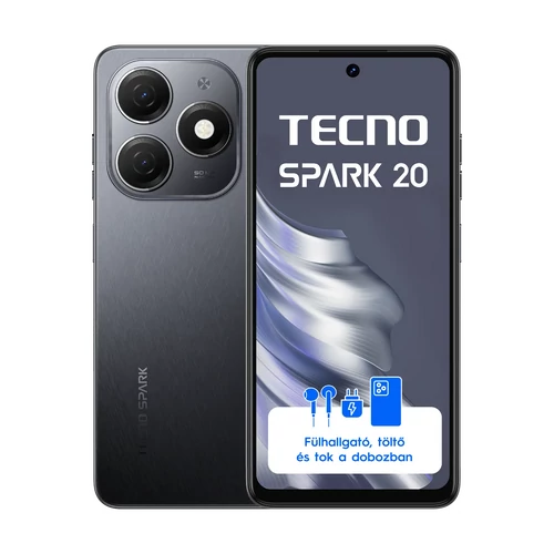 Tecno Spark 20 8/256 Gravity Black (Android 13) mobiltelefon / okostelefon