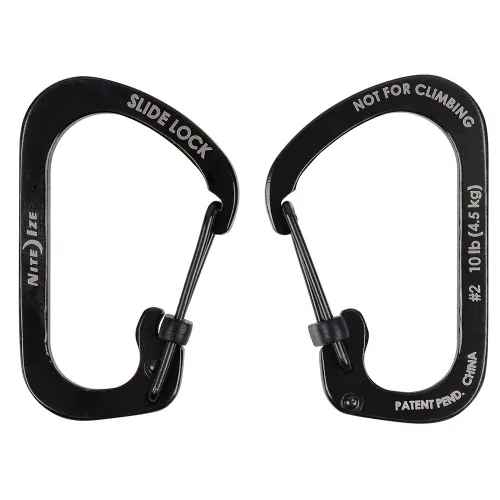 Nite Ize SlideLock karabiner #2 méret, fekete (CSL2-01-R6)