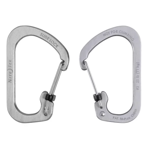 Nite Ize SlideLock karabiner #3 méret, fémszínű
