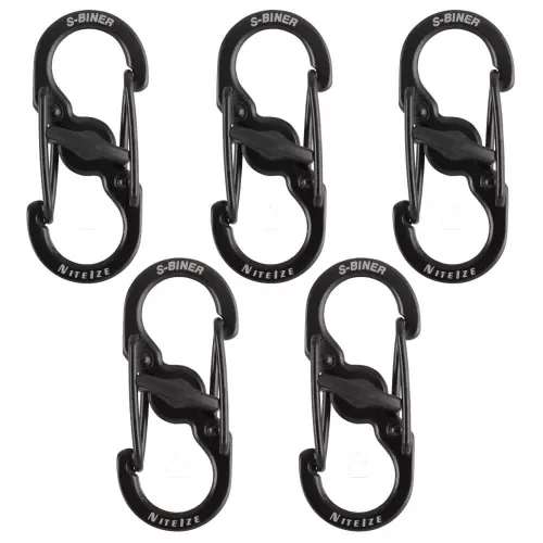 Nite Ize S -Biner® Microlock® acél - 5db/csomag - fekete