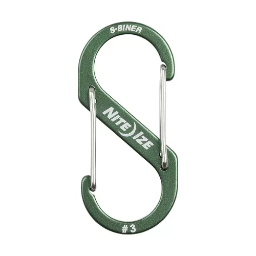 Nite Ize SBA3-08-R6 S-BINER® ALUMÍNIUM S (DUPLA) KARABINER #3 - OLÍVZÖLD