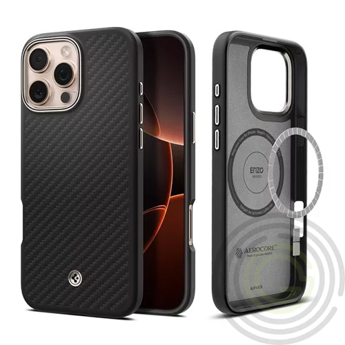 Spigen Enzo Aramid iPhone 16 Pro tok, Black Natural, fekete