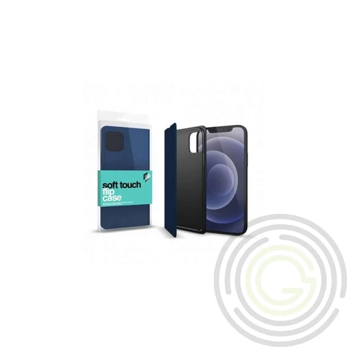Soft Touch Flip Case sötétkék Apple iPhone 12 / 12 Pro készülékhez