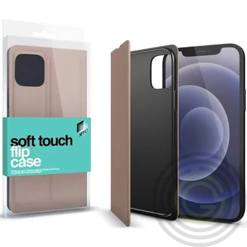 Soft Touch Flip Case Rose Gold Apple iPhone 12 Pro Max készülékhez