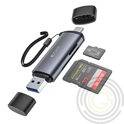 Tech-Protect Ultraboost Kártyaolvasó 4in1 SD, Micro SD, szürke