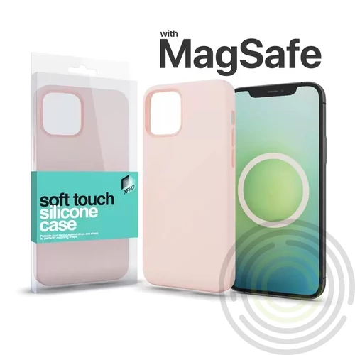 MagSafe rögzítésű Soft Touch Szilikon tok Apple Iphone 15 Pro Max készülékhez - krétarózsaszín