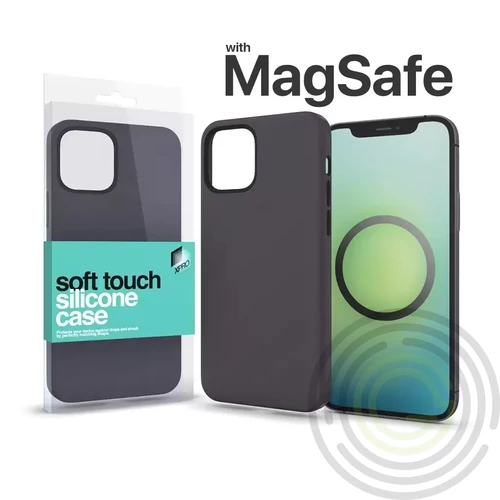 MagSafe rögzítésű Soft Touch Szilikon tok Apple Iphone 15 Pro Max készülékhez - éjfekete