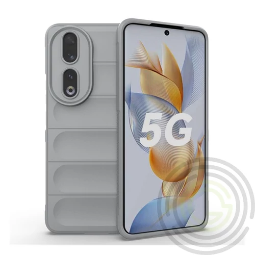 Szilikon telefonvédő (közepesen ütésálló, kamera védelem, 3D minta) VILÁGOSSZÜRKE Honor 90 5G