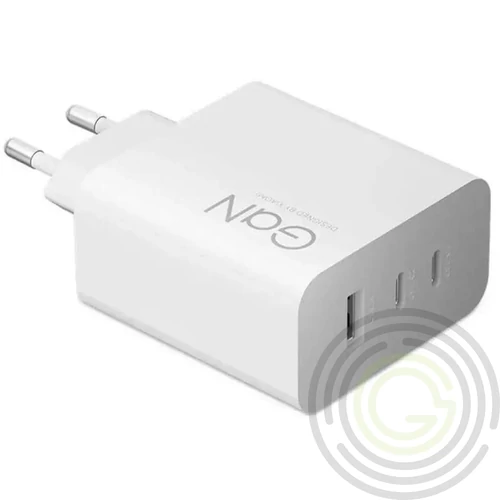 XIAOMI hálózati töltő USB+2 Type-C aljzat (67W, GaN, gyorstöltő + Type-C kábel) FEHÉR