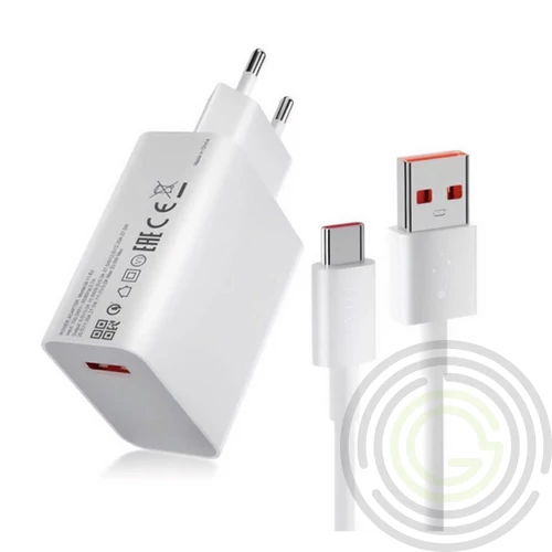 XIAOMI MDY-12-EA hálózati töltő USB aljzat (33W, PD gyorstöltő + Type-C kábel) FEHÉR
