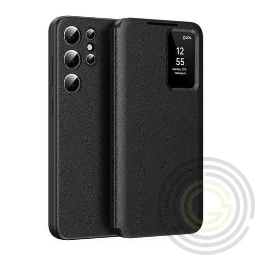 Samsung S25 Ultra Tok álló (aktív FLIP, oldalra nyíló, Smart View Cover) FEKETE