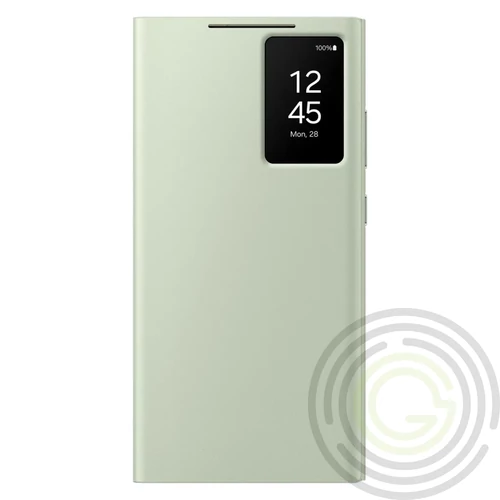 Samsung Galaxy S23 Ultra Tok álló (aktív FLIP, oldalra nyíló, Smart View Cover) VILÁGOSZÖLD
