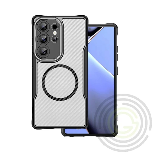 Szilikon telefonvédő , karbon minta, MagSafe FEKETE  Samsung Galaxy S25 Plus (SM-S936)