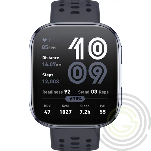 AMAZFIT Bip 6 okosóra (aktivitásmérő, szilikon szíj, BioTracker, GPS, IP68 vízálló) FEKETE