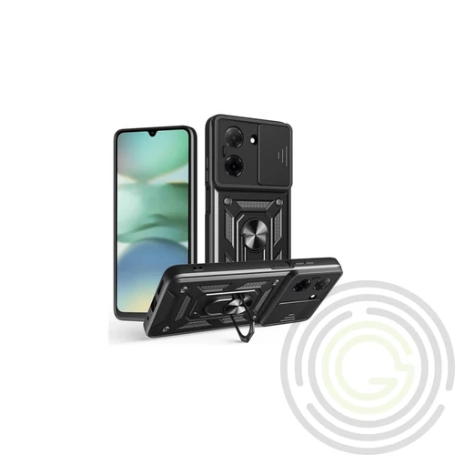 Defender szilikon telef onvédő (ütésállóság, tartógyűrű, kameravédő) FEKETE - Xiaomi Redmi A5 4G