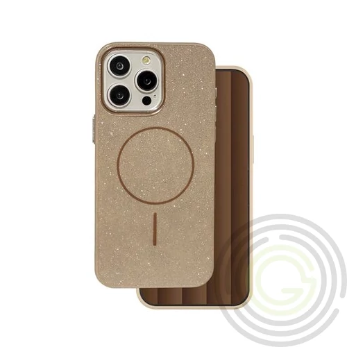 Apple iPhone 11 Szilikon telefonvédő (műanyag hátlap, kameravédő, MagSafe, csillogó) BARNA