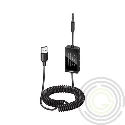 UGREEN bluetooth audió adapter (v5.4, 3.5mm jack, TX/RX funkció, spirál kábel) FEKETE