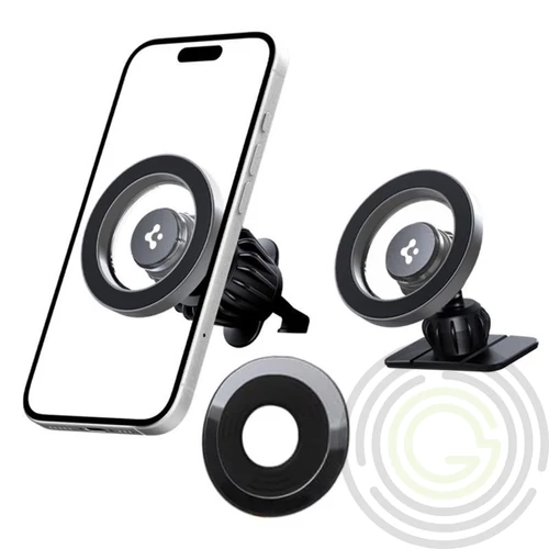 SPIGEN MFT13 autós tartó (szellőzőre, műszerfalra, öntapadó, 360°, MagSafe) EZÜST