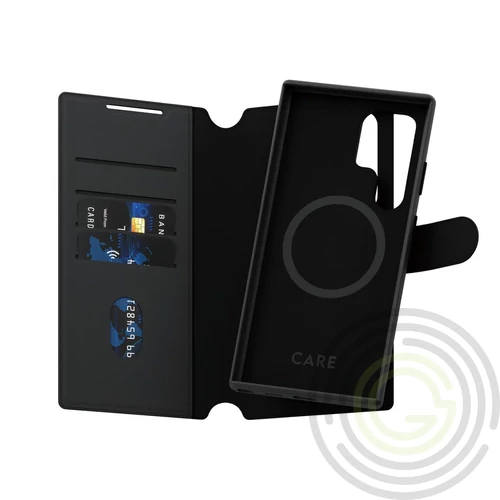 PANZERGLASS CARE TANGO TWO-IN-ONE Samsung S24 Ultra tok álló, bőr hatású (FLIP, MagSafe) FEKETE