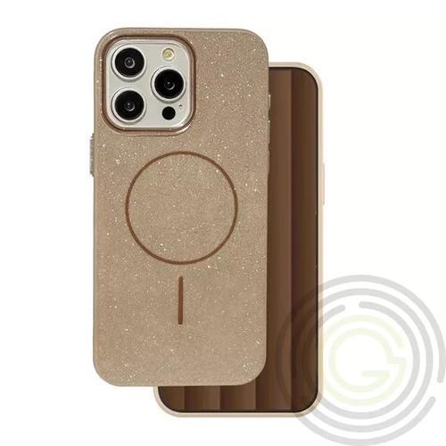Szilikon telefonvédő Apple iPhone 17 műanyag hátlap, kameravédő, MagSafe, csillogó BARNA