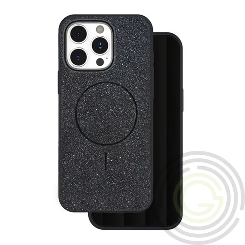 Szilikon telefonvédő Apple iPhone 17 Pro műanyag hátlap, kameravédő, MagSafe, csillogó FEKETE