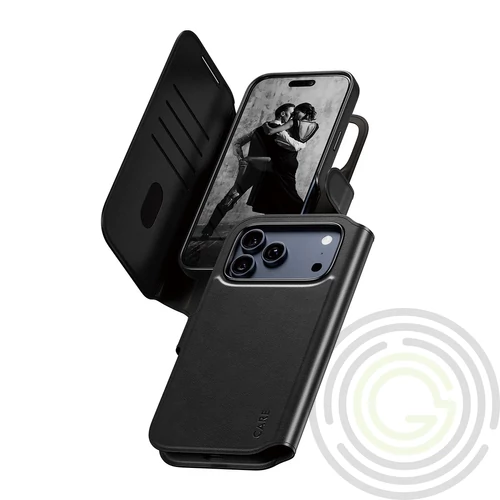 PANZERGLASS CARE TANGO TWO-IN-ONE Iphone 17 Pro Max tok álló, bőr hatású (FLIP, MagSafe) FEKETE