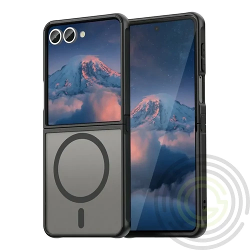 Szilikon telefonvédő ütésállóság, matt Samsung Galaxy Z Flip7 kameravédő, MagSafe FEKETE