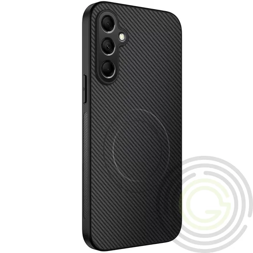 Samsung Galaxy S26 Plus Szilikon telefonvédő (műanyag hátlap, karbon minta, mágneses) FEKETE
