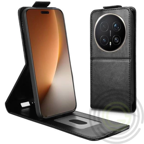 Honor Magic 8 Lite Tok álló, bőr hatású FLIP, lefelé nyíló, asztali tartó, bankkártya tartó, fekete