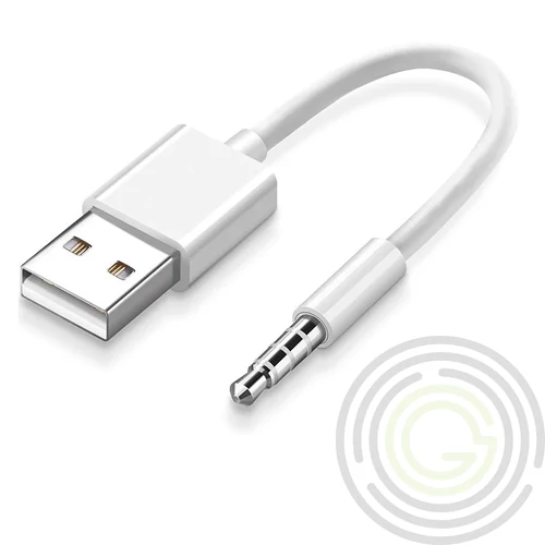 Adatkábel (3.5mm jack - USB, Apple iPod Shuffle 3 / Shuffle 4 kompatibilis) FEHÉR