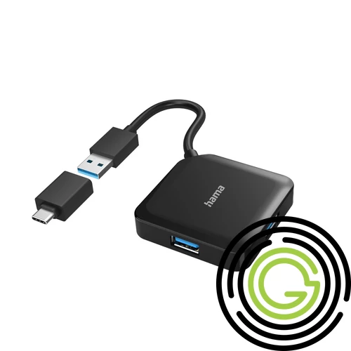 FIC USB 3.2 GEN1 HUB, 1:4 BUSPOW. FEKETE 5Gb/S(+USB TYPE-C OTG)