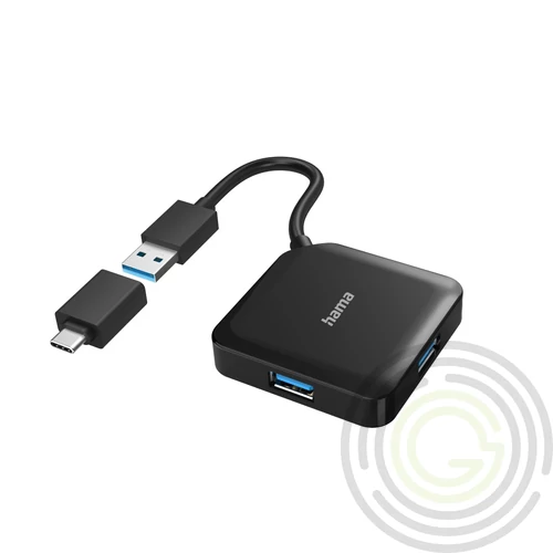 FIC USB 3.2 GEN1 HUB, 1:4 BUSPOW. FEKETE 5Gb/S(+USB TYPE-C OTG)