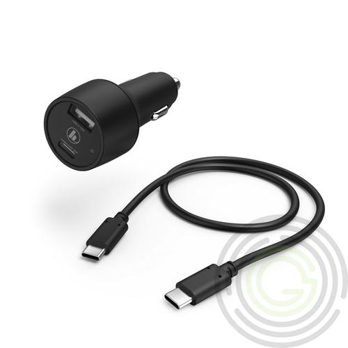 AUTÓS TÖLTŐ USB &amp; TYPE-C SZETT,„PD/QC”, 1M KÁBEL (30W)