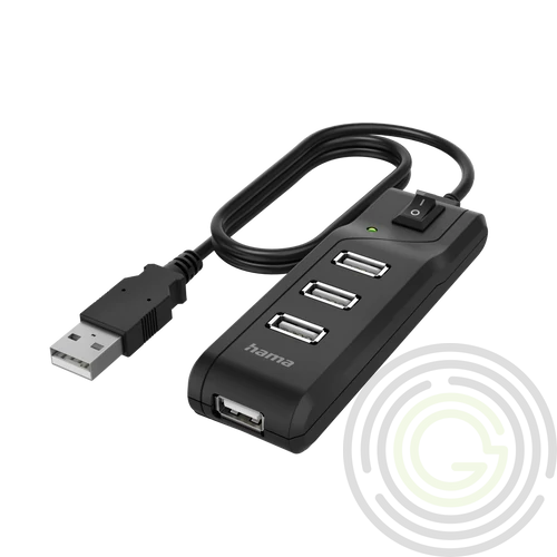 FIC USB 2.0 HUB KAPCSOLÓS, BUSPOWERED 1:4, FEKETE