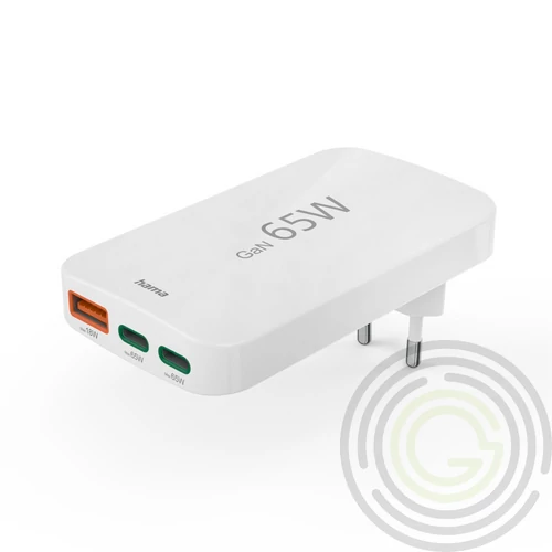 HÁLÓZATI TÖLTŐ, USB + TYPE-C "PD,QC" 65W, ÖSSZEHAJTHATÓ