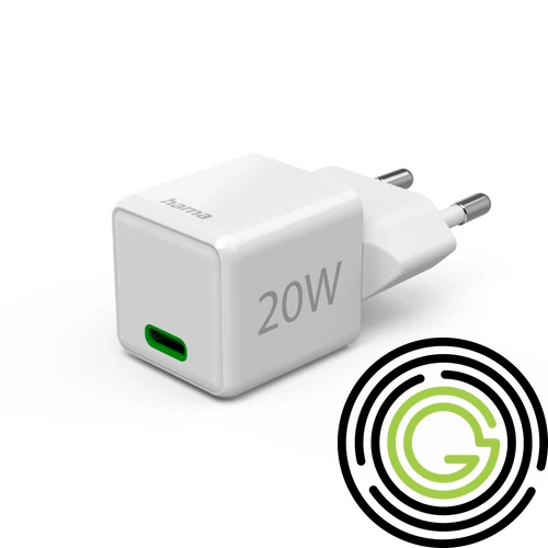 Hama gyorstöltő, USB-C, Super-Mini töltő, PD, 20 W, fehér