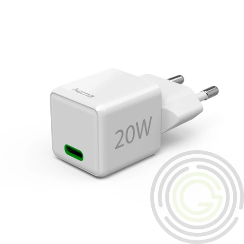 Hama gyorstöltő, USB-C, Super-Mini töltő, PD, 20 W, fehér